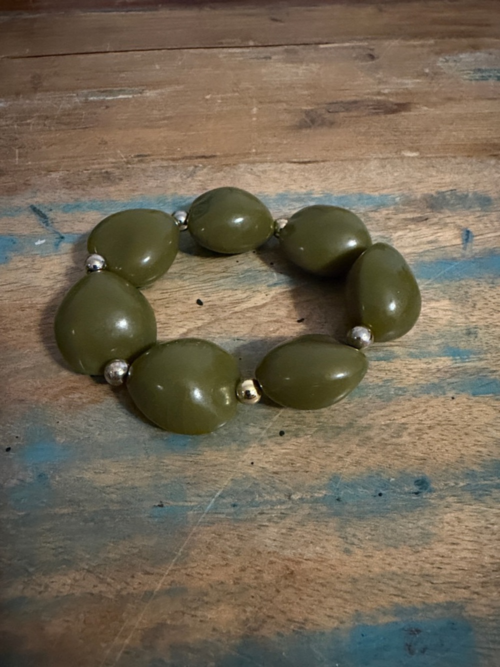 Olive Green Stretch Beaded Bracelet - Women Jewelry